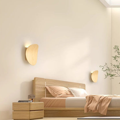 Modern Minimalist Wood Grain Curved Round Iron Aluminum LED Wall Sconce Lamp For Hallway
