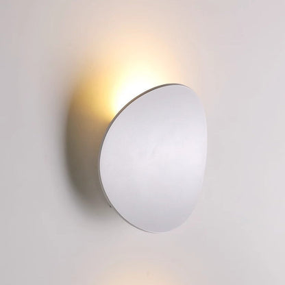 Modern Minimalist Wood Grain Curved Round Iron Aluminum LED Wall Sconce Lamp For Hallway