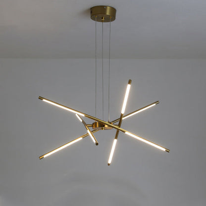 Contemporary Creative Long Strip Crossing Branches Hardware Acrylic LED Chandelier For Dining Room