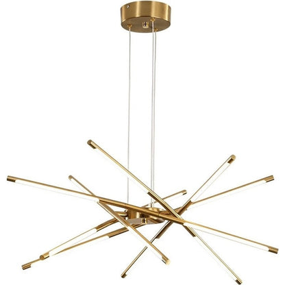 Contemporary Creative Long Strip Crossing Branches Hardware Acrylic LED Chandelier For Dining Room