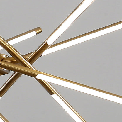 Contemporary Creative Long Strip Crossing Branches Hardware Acrylic LED Chandelier For Dining Room