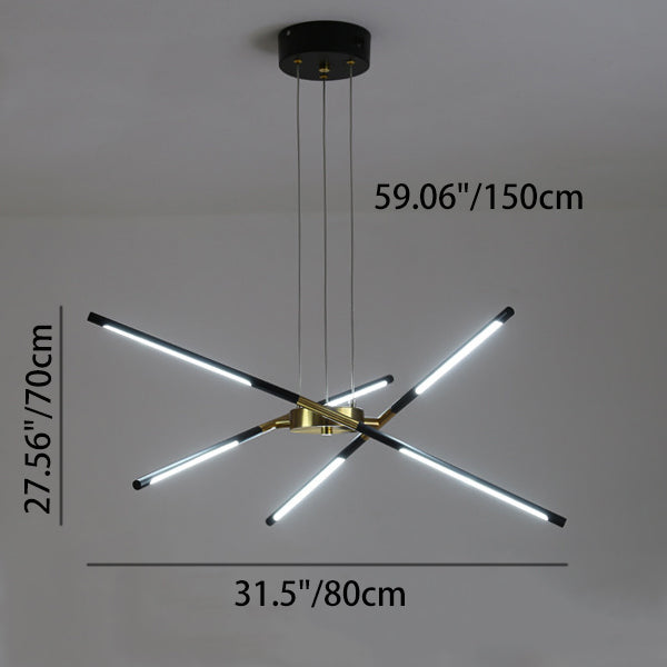 Contemporary Creative Long Strip Crossing Branches Hardware Acrylic LED Chandelier For Dining Room