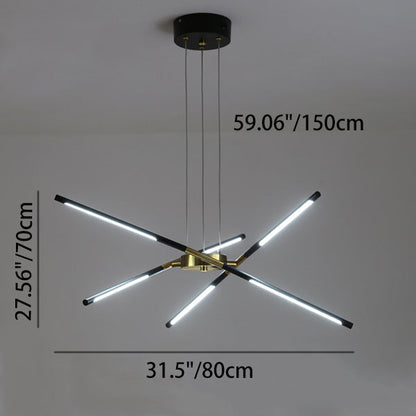 Contemporary Creative Long Strip Crossing Branches Hardware Acrylic LED Chandelier For Dining Room