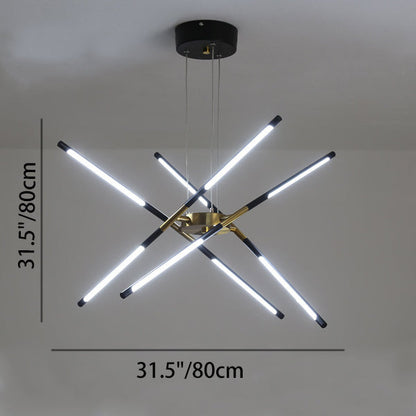 Contemporary Creative Long Strip Crossing Branches Hardware Acrylic LED Chandelier For Dining Room