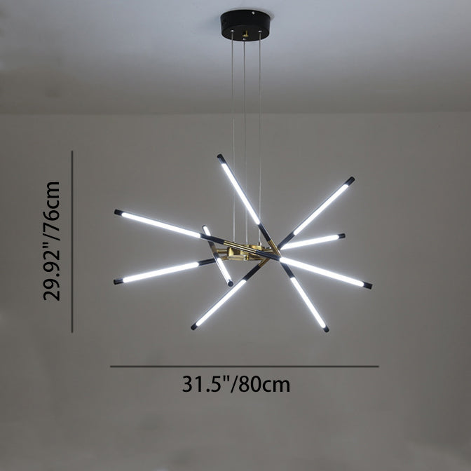 Contemporary Creative Long Strip Crossing Branches Hardware Acrylic LED Chandelier For Dining Room