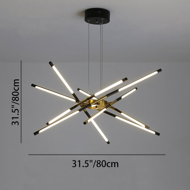 Contemporary Creative Long Strip Crossing Branches Hardware Acrylic LED Chandelier For Dining Room