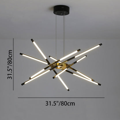 Contemporary Creative Long Strip Crossing Branches Hardware Acrylic LED Chandelier For Dining Room