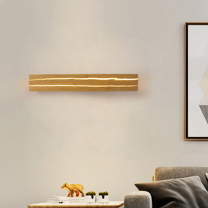 مصباح حائط LED بتصميم مستطيل دوار بسيط وعصري لغرفة النوم مصنوع من خشب متشقق مصنوع من الحديد 