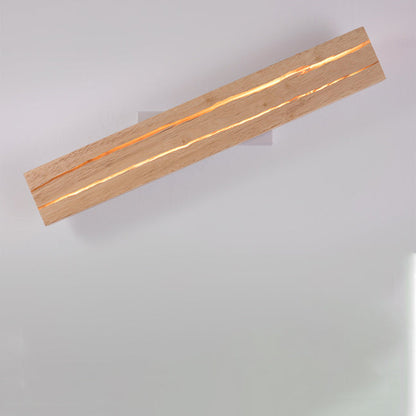 مصباح حائط LED بتصميم مستطيل دوار بسيط وعصري لغرفة النوم مصنوع من خشب متشقق مصنوع من الحديد 