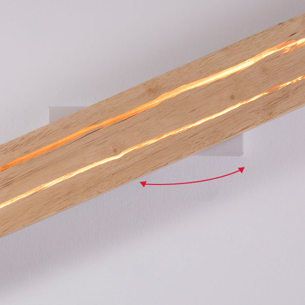 مصباح حائط LED بتصميم مستطيل دوار بسيط وعصري لغرفة النوم مصنوع من خشب متشقق مصنوع من الحديد 