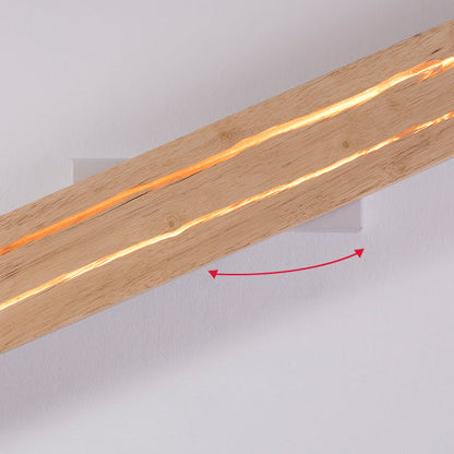 مصباح حائط LED بتصميم مستطيل دوار بسيط وعصري لغرفة النوم مصنوع من خشب متشقق مصنوع من الحديد 