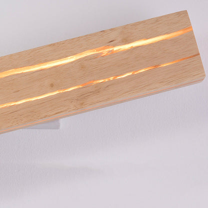 مصباح حائط LED بتصميم مستطيل دوار بسيط وعصري لغرفة النوم مصنوع من خشب متشقق مصنوع من الحديد 