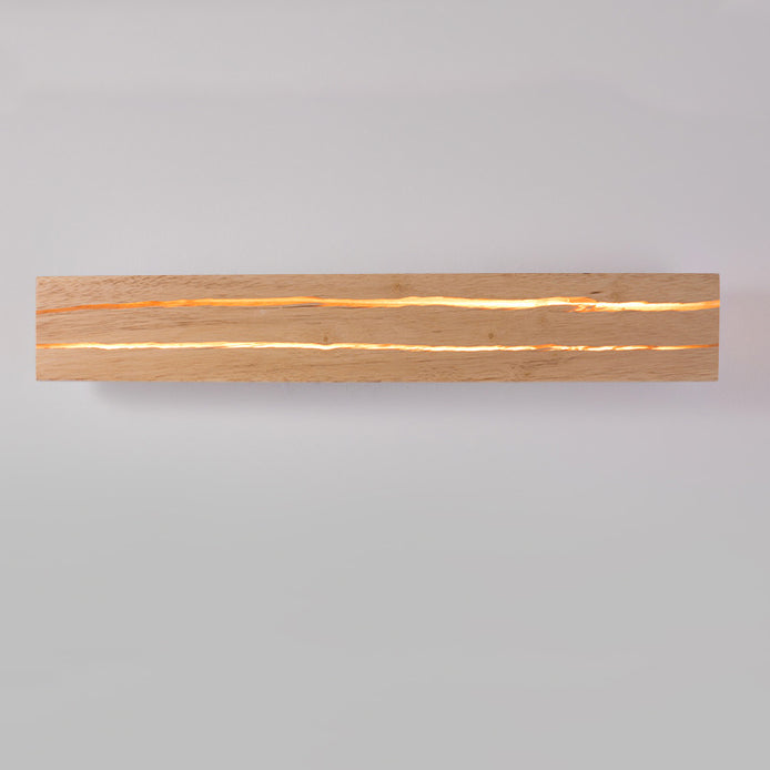 مصباح حائط LED بتصميم مستطيل دوار بسيط وعصري لغرفة النوم مصنوع من خشب متشقق مصنوع من الحديد 