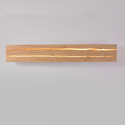 مصباح حائط LED بتصميم مستطيل دوار بسيط وعصري لغرفة النوم مصنوع من خشب متشقق مصنوع من الحديد 