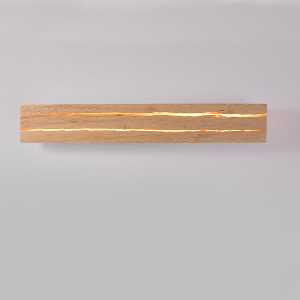 مصباح حائط LED بتصميم مستطيل دوار بسيط وعصري لغرفة النوم مصنوع من خشب متشقق مصنوع من الحديد 