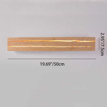مصباح حائط LED بتصميم مستطيل دوار بسيط وعصري لغرفة النوم مصنوع من خشب متشقق مصنوع من الحديد 
