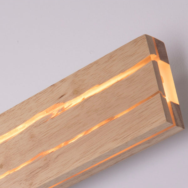 مصباح حائط LED بتصميم مستطيل دوار بسيط وعصري لغرفة النوم مصنوع من خشب متشقق مصنوع من الحديد 