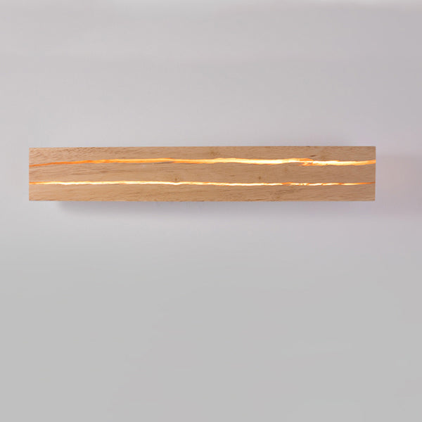 مصباح حائط LED بتصميم مستطيل دوار بسيط وعصري لغرفة النوم مصنوع من خشب متشقق مصنوع من الحديد 