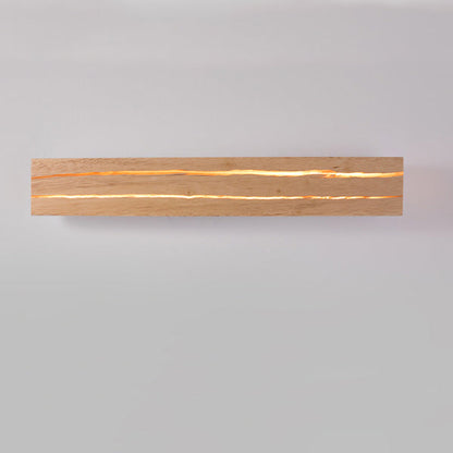مصباح حائط LED بتصميم مستطيل دوار بسيط وعصري لغرفة النوم مصنوع من خشب متشقق مصنوع من الحديد 