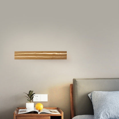 مصباح حائط LED بتصميم مستطيل دوار بسيط وعصري لغرفة النوم مصنوع من خشب متشقق مصنوع من الحديد 