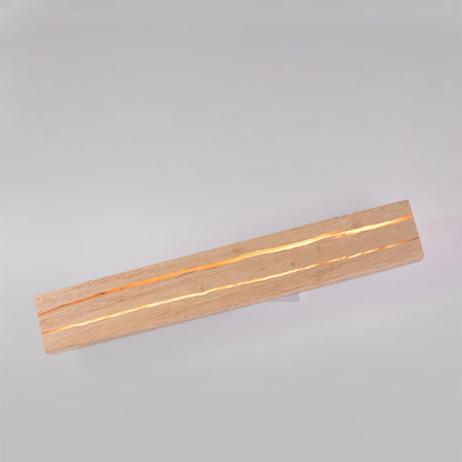 مصباح حائط LED بتصميم مستطيل دوار بسيط وعصري لغرفة النوم مصنوع من خشب متشقق مصنوع من الحديد 
