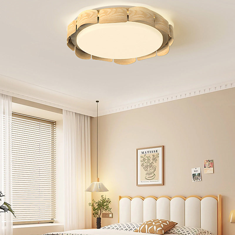 Contemporary Retro Round Curved Iron Acrylic LED Flush Mount Ceiling Light For Living Room