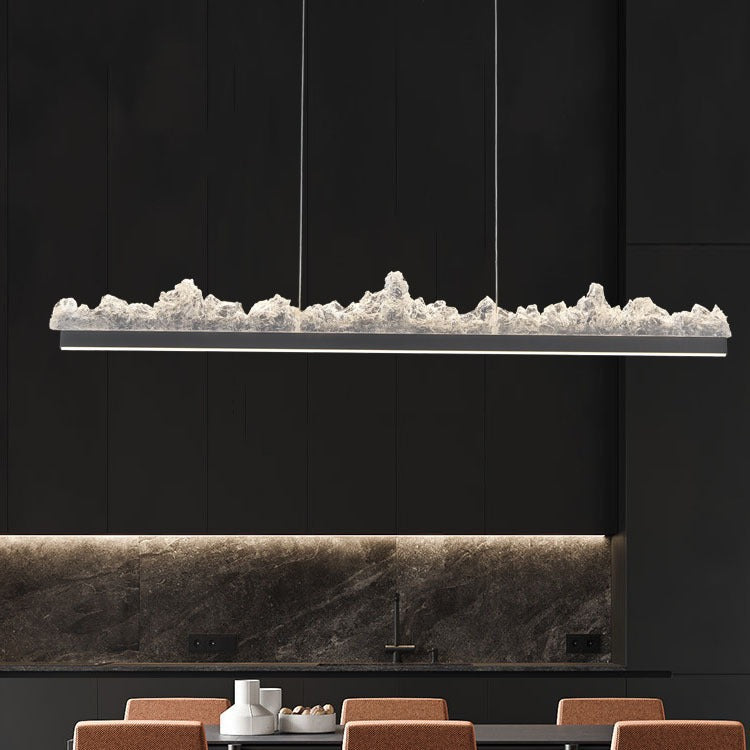 Contemporary Luxury Long Iceberg Aluminum Platinum LED Island Light Chandelier For Dining Room