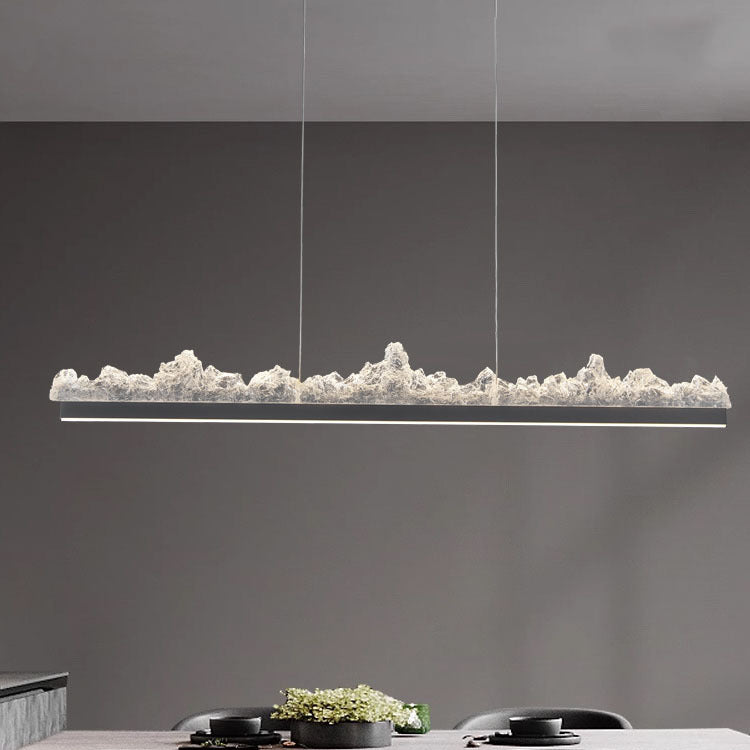 Contemporary Luxury Long Iceberg Aluminum Platinum LED Island Light Chandelier For Dining Room