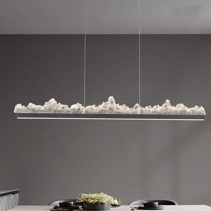 Contemporary Luxury Long Iceberg Aluminum Platinum LED Island Light Chandelier For Dining Room