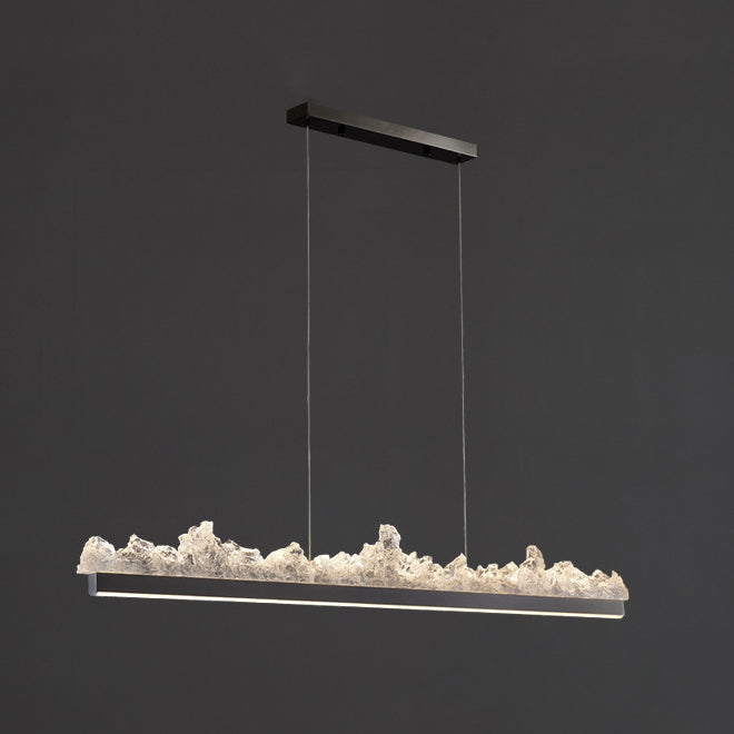 Contemporary Luxury Long Iceberg Aluminum Platinum LED Island Light Chandelier For Dining Room