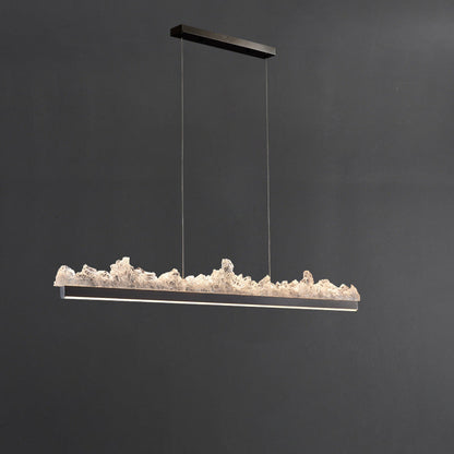 Contemporary Luxury Long Iceberg Aluminum Platinum LED Island Light Chandelier For Dining Room