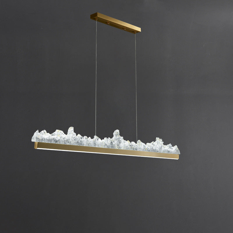 Contemporary Luxury Long Iceberg Aluminum Platinum LED Island Light Chandelier For Dining Room