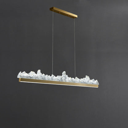 Contemporary Luxury Long Iceberg Aluminum Platinum LED Island Light Chandelier For Dining Room