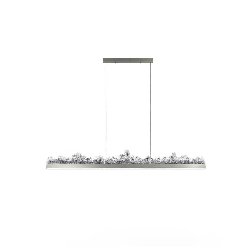 Contemporary Luxury Long Iceberg Aluminum Platinum LED Island Light Chandelier For Dining Room