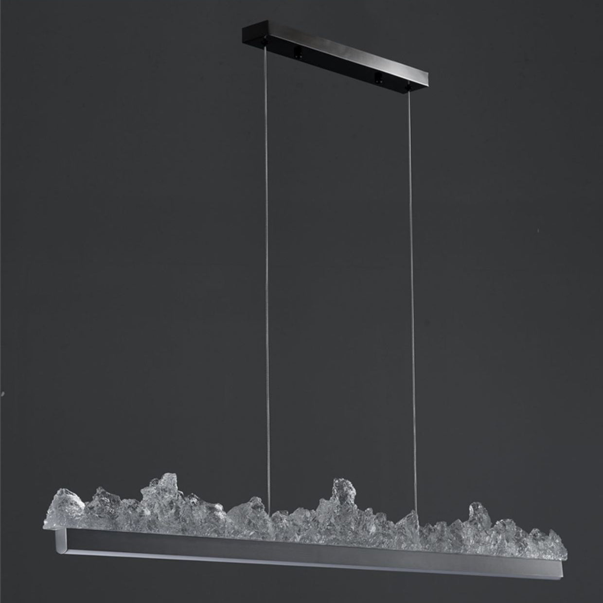 Contemporary Luxury Long Iceberg Aluminum Platinum LED Island Light Chandelier For Dining Room