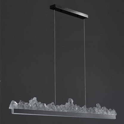 Contemporary Luxury Long Iceberg Aluminum Platinum LED Island Light Chandelier For Dining Room