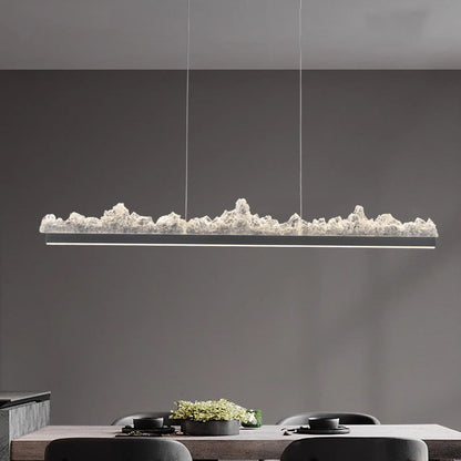 Contemporary Luxury Long Iceberg Aluminum Platinum LED Island Light Chandelier For Dining Room