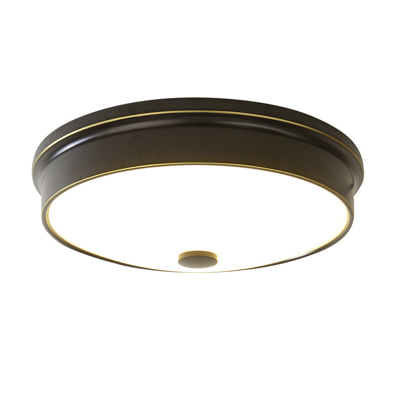 Traditional European Round Iron Glass LED Flush Mount Ceiling Light For Bedroom