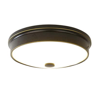 Traditional European Round Iron Glass LED Flush Mount Ceiling Light For Bedroom