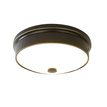 Traditional European Round Iron Glass LED Flush Mount Ceiling Light For Bedroom