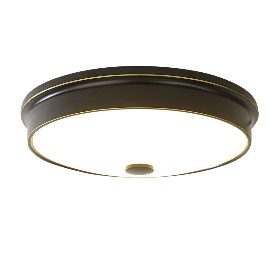Traditional European Round Iron Glass LED Flush Mount Ceiling Light For Bedroom