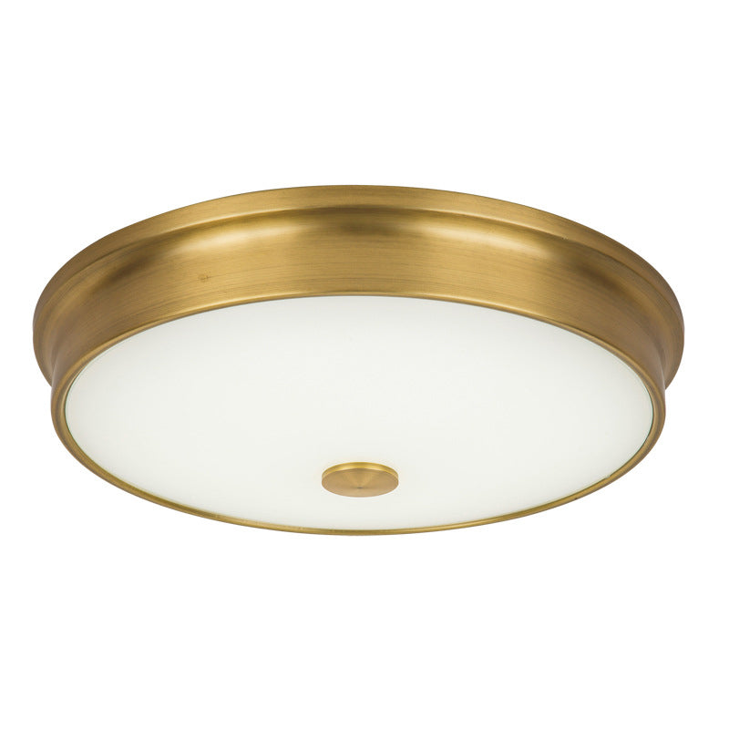Traditional European Round Iron Glass LED Flush Mount Ceiling Light For Bedroom