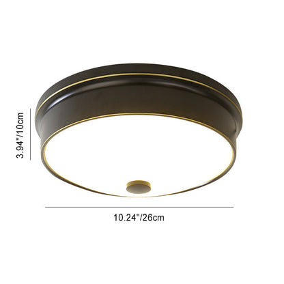 Traditional European Round Iron Glass LED Flush Mount Ceiling Light For Bedroom