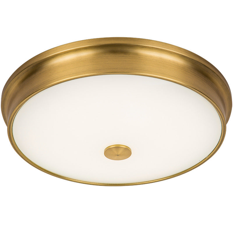 Traditional European Round Iron Glass LED Flush Mount Ceiling Light For Bedroom