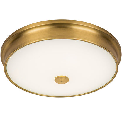 Traditional European Round Iron Glass LED Flush Mount Ceiling Light For Bedroom