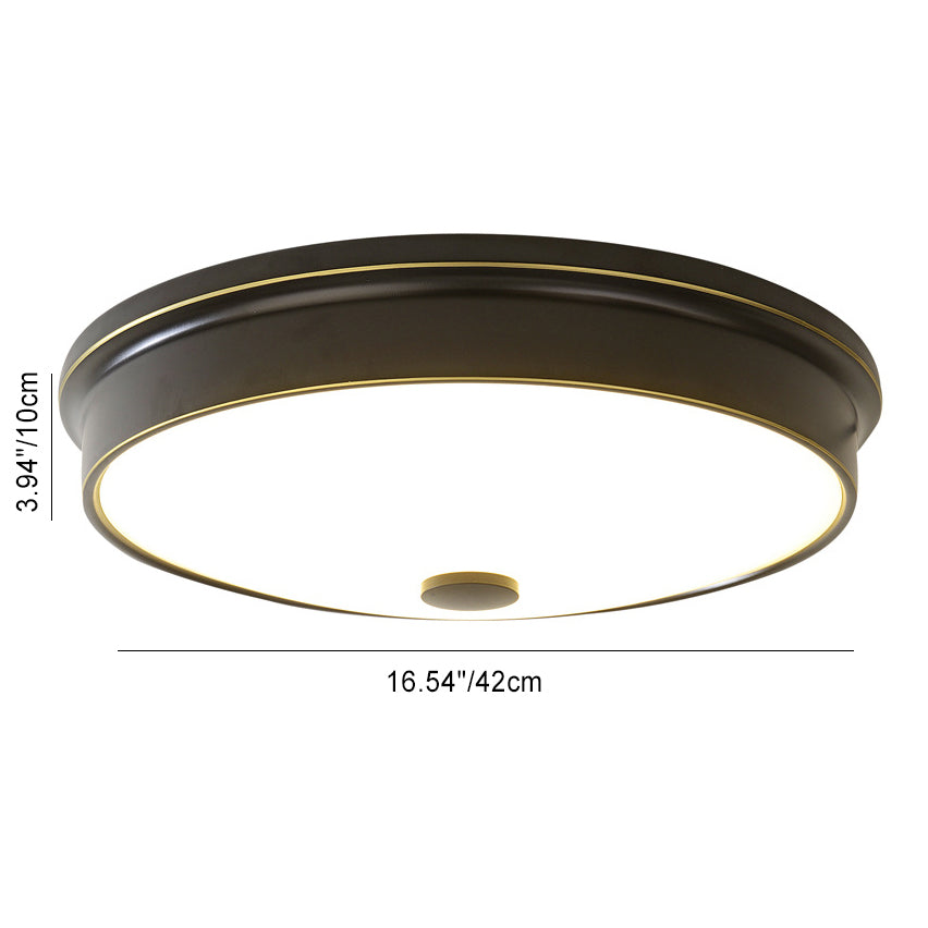 Traditional European Round Iron Glass LED Flush Mount Ceiling Light For Bedroom