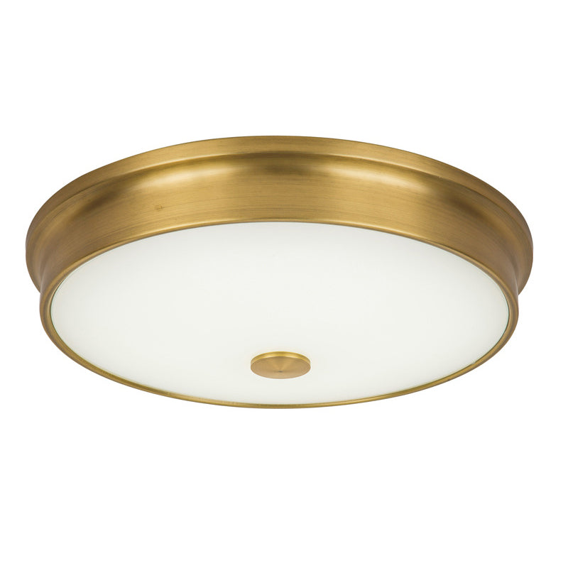 Traditional European Round Iron Glass LED Flush Mount Ceiling Light For Bedroom