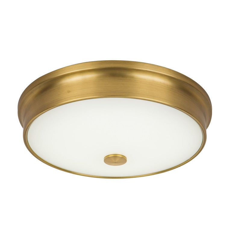 Traditional European Round Iron Glass LED Flush Mount Ceiling Light For Bedroom