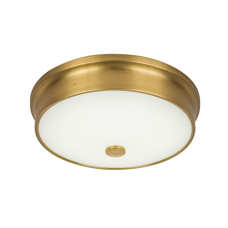 Traditional European Round Iron Glass LED Flush Mount Ceiling Light For Bedroom