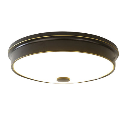 Traditional European Round Iron Glass LED Flush Mount Ceiling Light For Bedroom